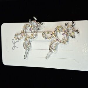 Irridescent Rhinestone Bunny Hair Clips